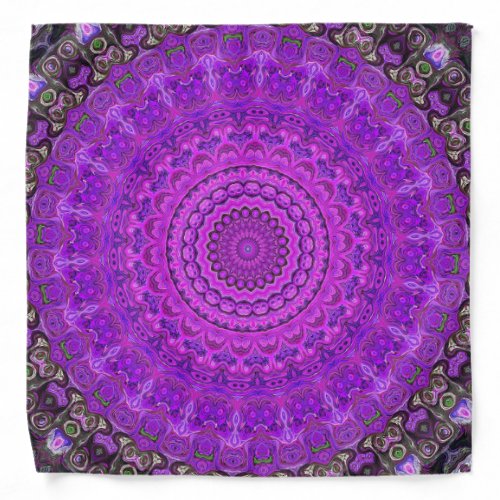 Pretty purple black mandala pattern retro chic bandana