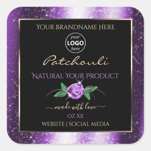 Pretty Purple Black Product Label Rose Flower Logo