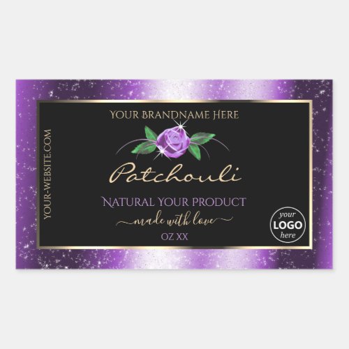 Pretty Purple Black Product Label Rose Flower Logo