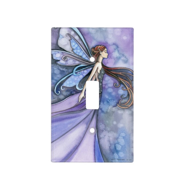 Pretty Purple Blue Fairy Fantasy Art Light Switch Cover (Front)