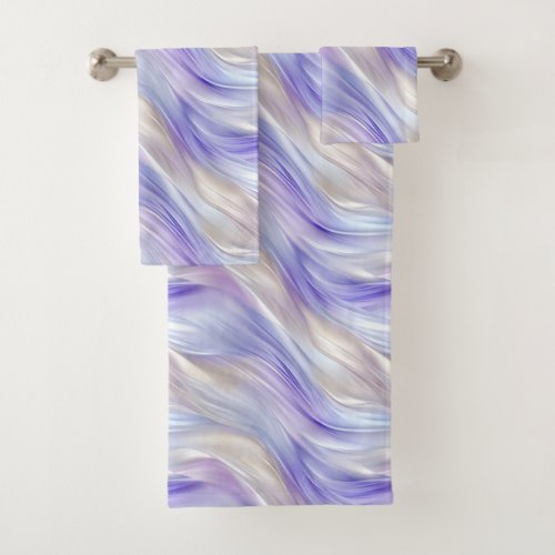 Pretty Purple Blue Pearl White Swirls Bath Towel Set