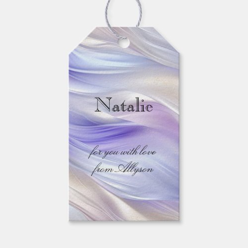 Pretty Purple Blue Pearl White Swirls Gift Tags