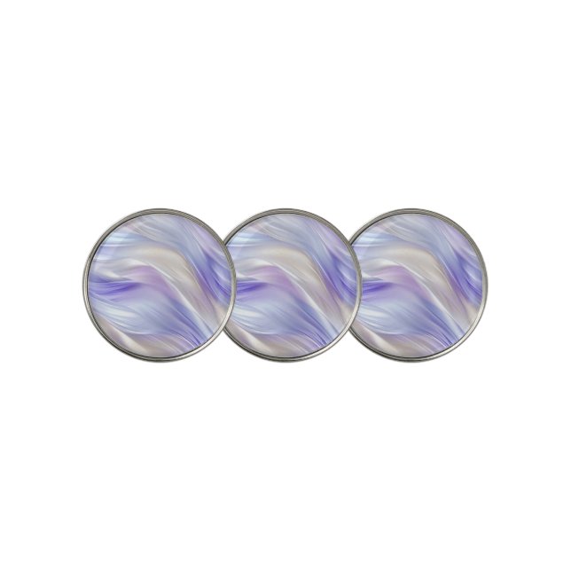 Pretty Purple Blue Pearl White Swirls Golf Ball Marker (3 Up)
