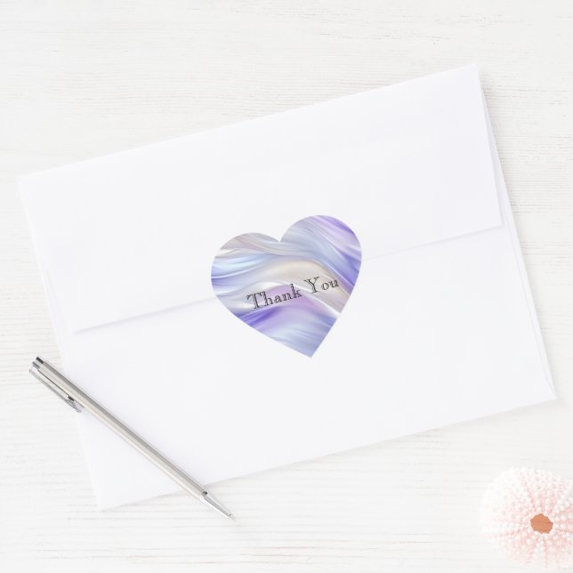 Pretty Purple Blue Pearl White Swirls Heart Sticker (Envelope)