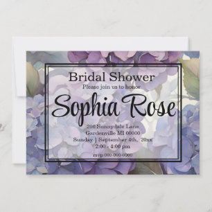 Pretty purple blue watercolor floral bridal shower invitation
