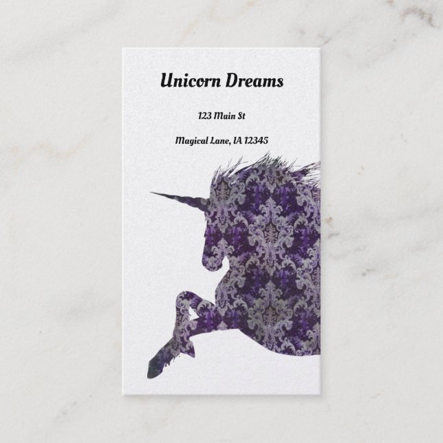 Pretty Purple Boho Unicorn Business Card (Front)