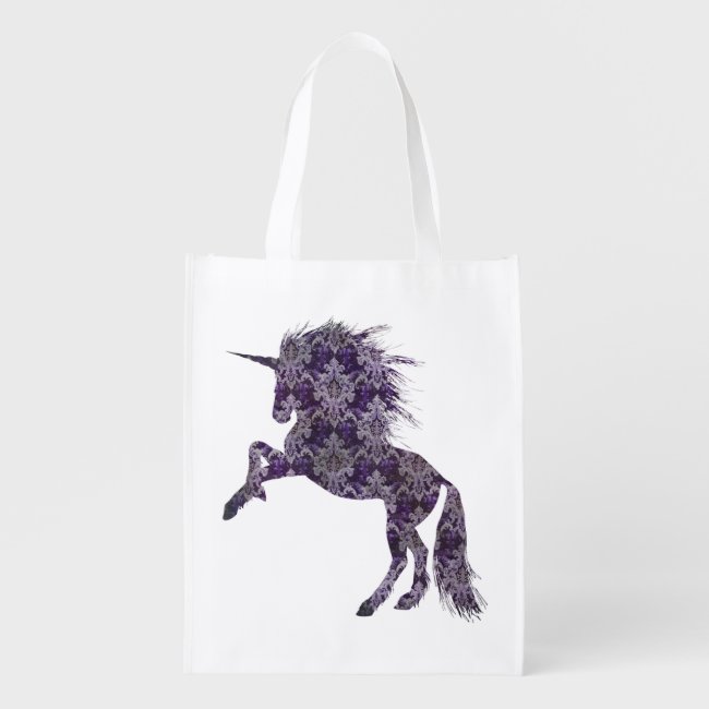 Pretty Purple Boho Unicorn Grocery Bag