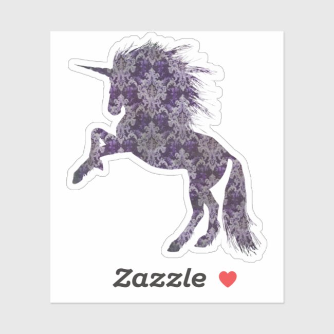 Pretty Purple Boho Unicorn Sticker