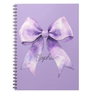 Pretty Purple Bow Personalized Name Notebook