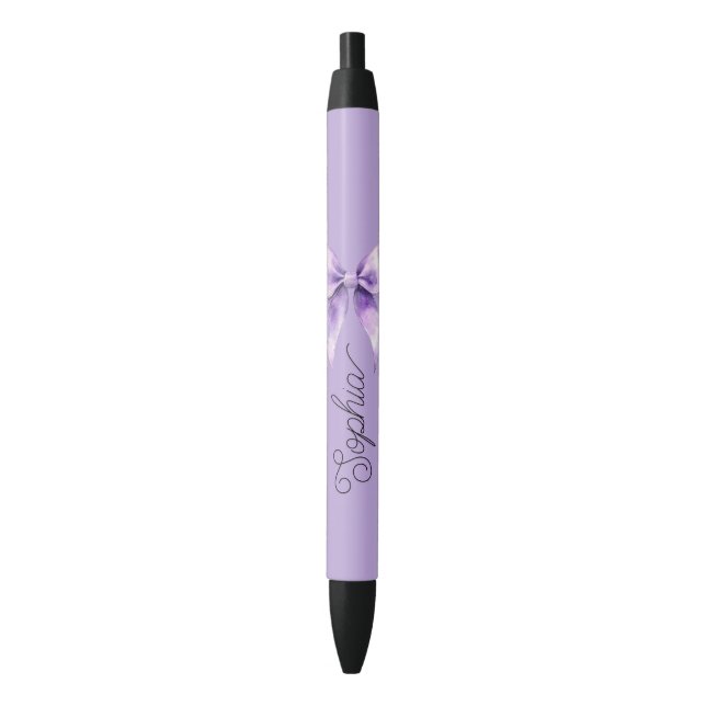 Pretty Purple Bow Personalized Name Pen (Front Vertical)