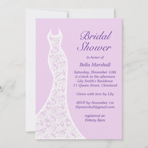 Pretty Purple Bridal Shower Invitation