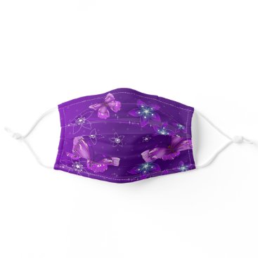 Pretty Purple Butterflies Women's Washable Fabric Adult Cloth Face Mask