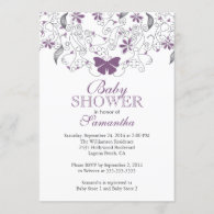 Pretty Purple Butterfly Baby Girl Baby Shower Invitation