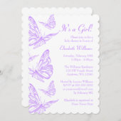 Pretty Purple Butterfly Baby Shower Invitation (Front/Back)