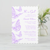 Pretty Purple Butterfly Baby Shower Invitation (Standing Front)