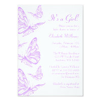 Pretty Purple Butterfly Baby Shower Invitations