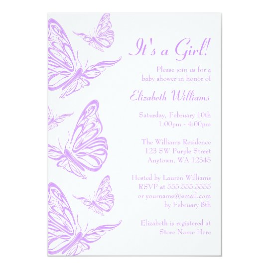 Pretty Purple Erfly Baby Shower Invitations Zazzle Pretty Purple Erfly Baby Shower Invitations