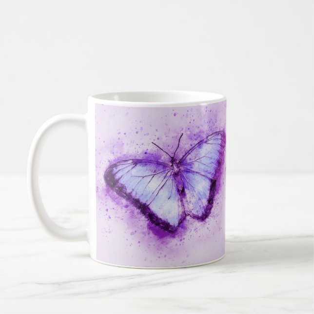 Pretty purple butterfly  coffee mug (Left)
