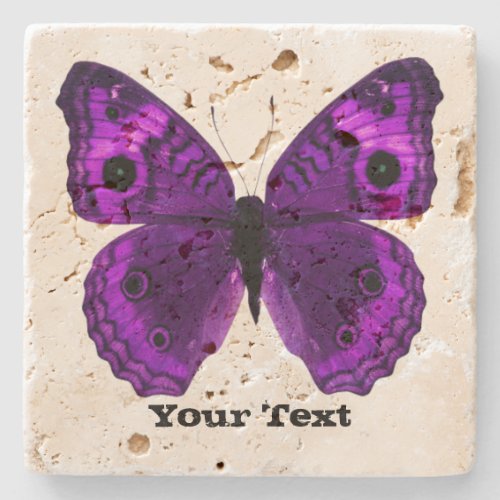 Pretty Purple Butterfly Custom Stone Coaster