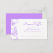 Pretty Purple Butterfly Diaper Raffle Ticket Enclosure Card (Front/Back)