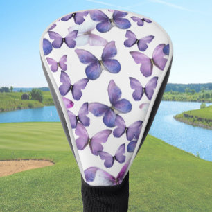 Pretty purple butterfly driver golf head cover