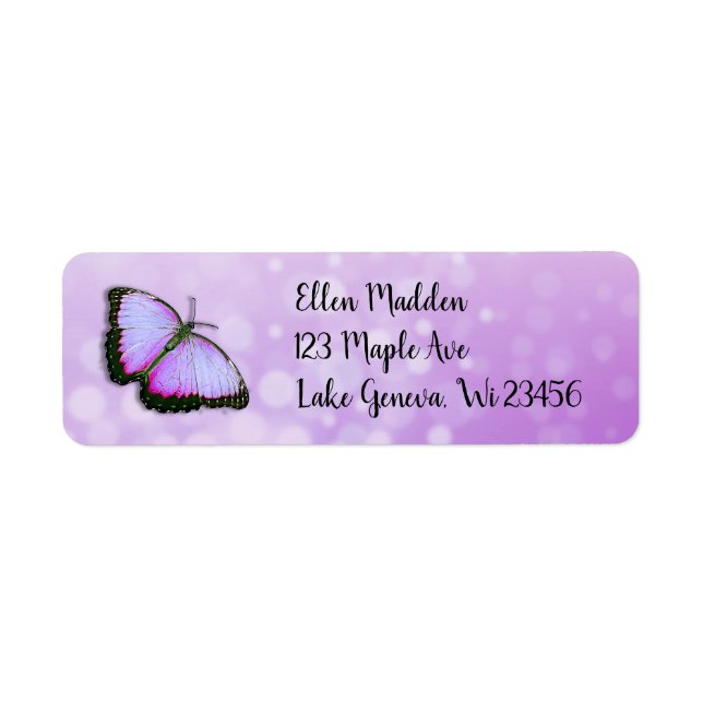 Pretty Purple Butterfly Label (Front)