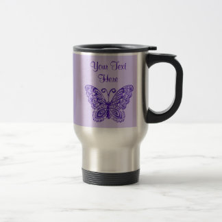 Pretty Purple Butterfly Mugs with YOUR TEXT