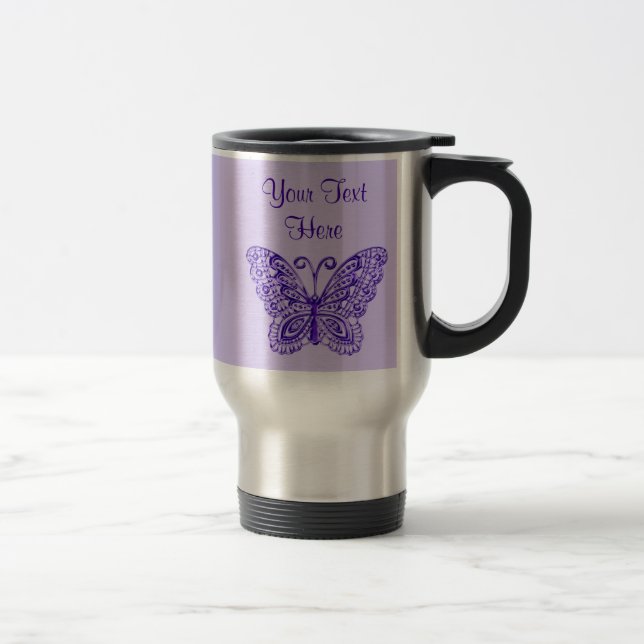 Pretty Purple Butterfly Mugs with YOUR TEXT (Right)