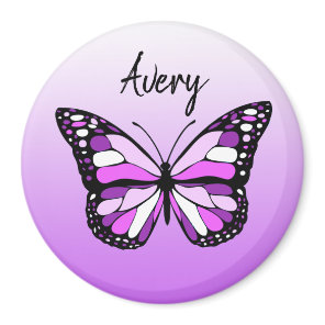 Pretty Purple Butterfly Personalized Name Magnet