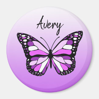 Pretty Purple Butterfly Personalized Name Magnet