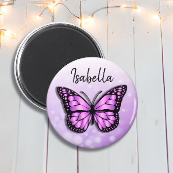 Pretty Purple  Butterfly Personalized Name Magnet by wheresthekarma at Zazzle