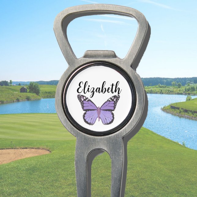 Pretty purple butterfly with custom name ladies  divot tool (Creator Uploaded)