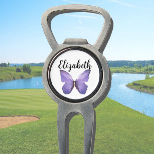 Pretty purple butterfly with custom name ladies divot tool
