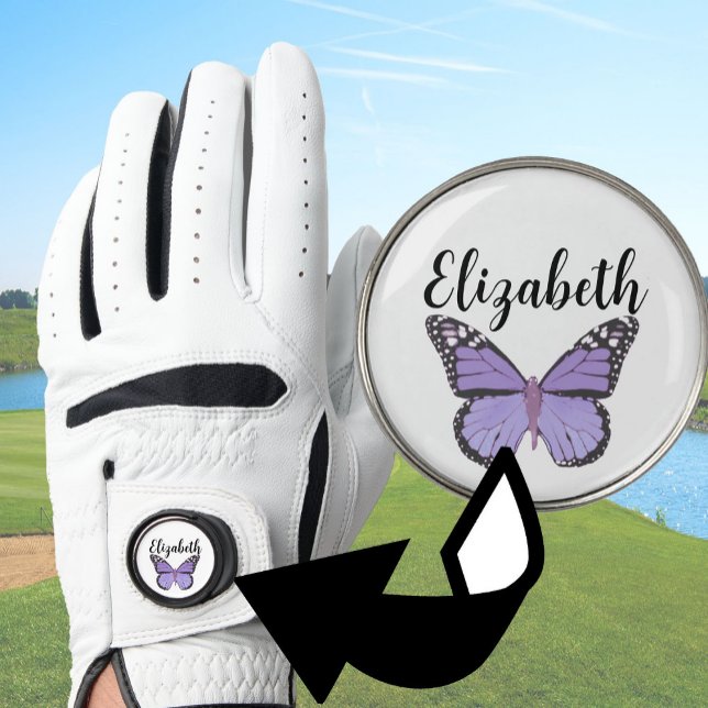 Pretty purple butterfly with custom name ladies golf glove (Creator Uploaded)
