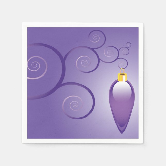 Pretty Purple Christmas Ornament Holiday Design Paper Napkins (Front)