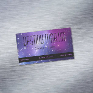 Pretty Purple Cosmic Metaphysical Business Card Magnet