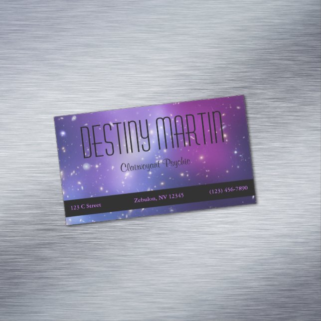 Pretty Purple Cosmic Metaphysical Business Card Magnet (In Situ)