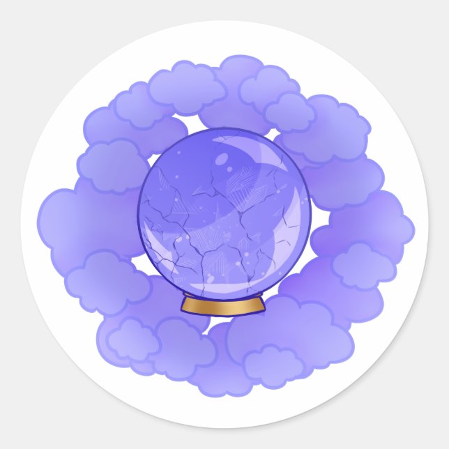 Pretty Purple Cracked Crystal Ball Classic Round Sticker (Front)