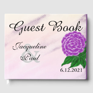Pretty Purple Cream Floral Watercolor Wedding Book