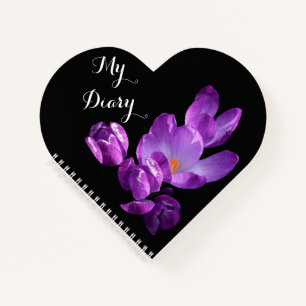 Pretty purple crocus floral stylish elegant cute notebook