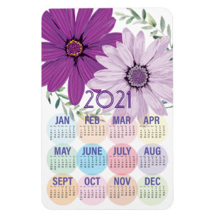 Pretty Purple Daisies Custom 2021 Calendar Magnet