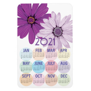 Pretty Purple Daisies Custom 2021 Calendar Magnet