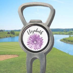 Pretty purple daisy flower custom name ladies divot tool