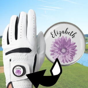 Pretty purple daisy flower custom name ladies golf glove