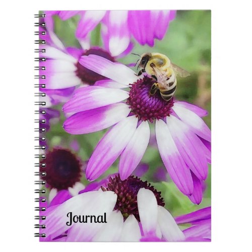 Pretty Purple Daisy Flowers and Bee Journal