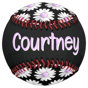 Pretty Purple Dotted Daisy's (personalize) Softball