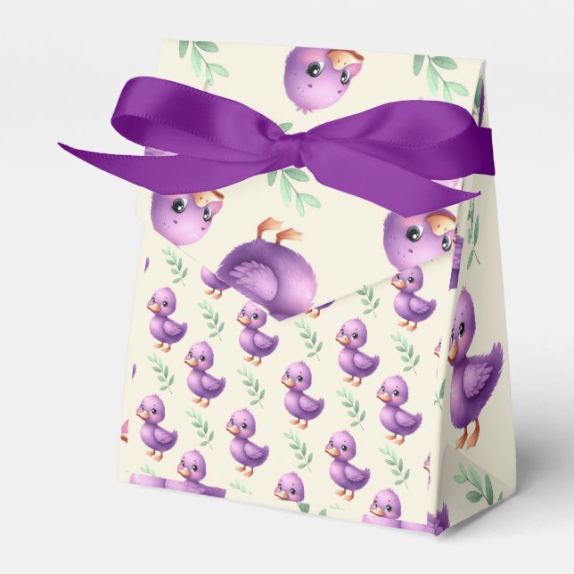 Pretty Purple Ducks Favor Boxes (Front Side)