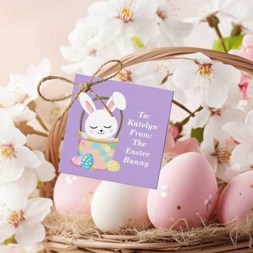 Pretty Purple Easter Bunny Customizable Kids Party Favor Tags