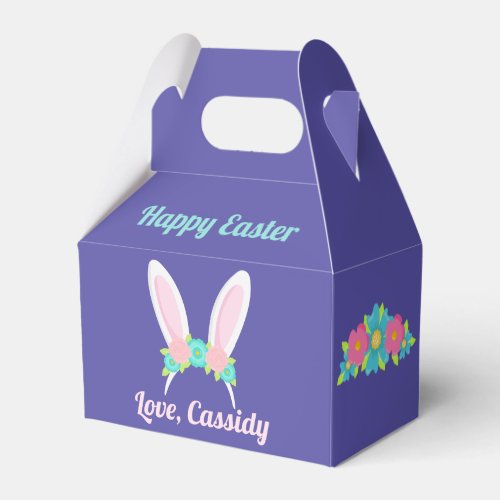  Pretty Purple Easter Bunny Ears Floral Chic Party Favor Boxes