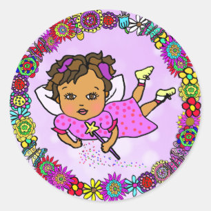 Pretty Purple Fairy with Wand Classic Round Sticker